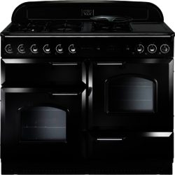 Rangemaster Classic 110cm Dual Fuel 72990 Range Cooker in Black with Chrome Trim and FSD Hob